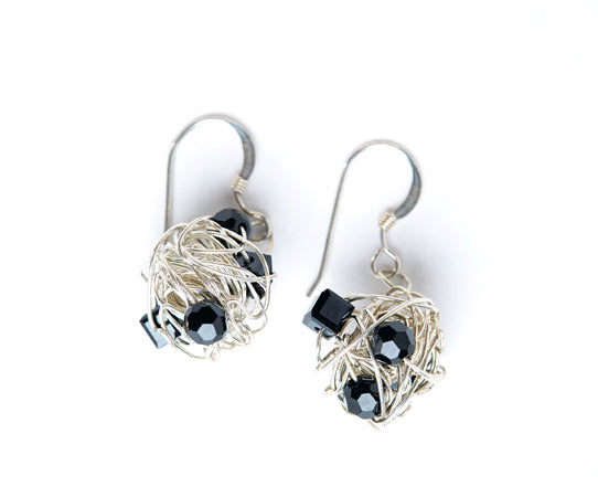 Sterling Silver Ball Earrings w/Swarovski Crystals