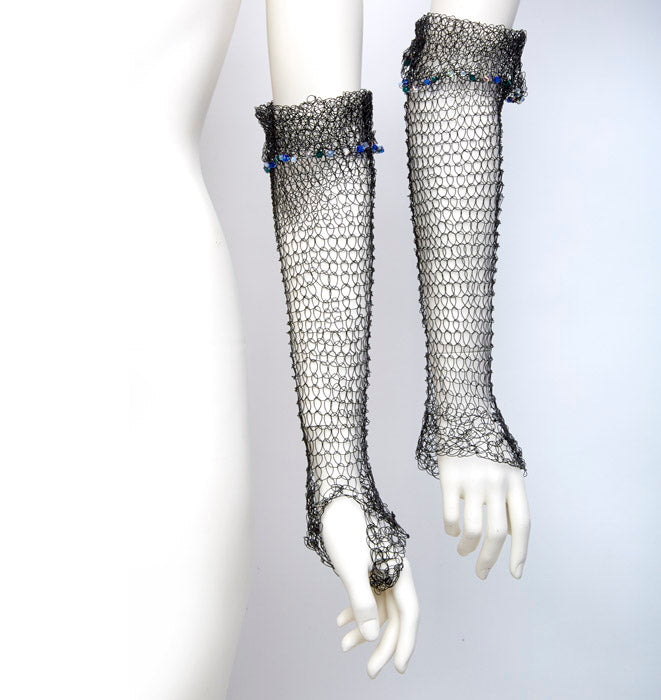 Long Black Fingerless Gloves