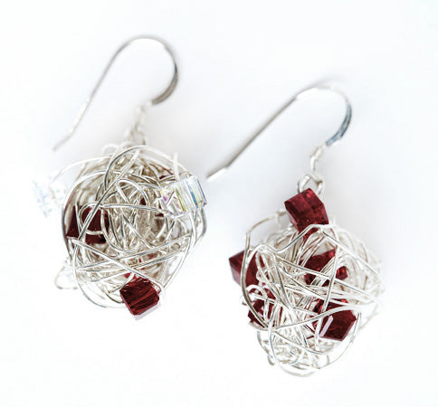 Sterling Silver Ball Earrings w/Swarovski Crystals