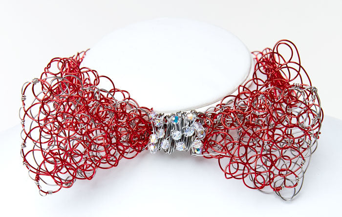 Red Bowtie with Swarovski Crystals