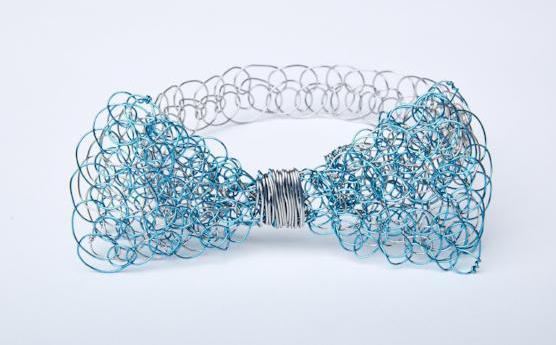 Aqua and Silver Bowtie