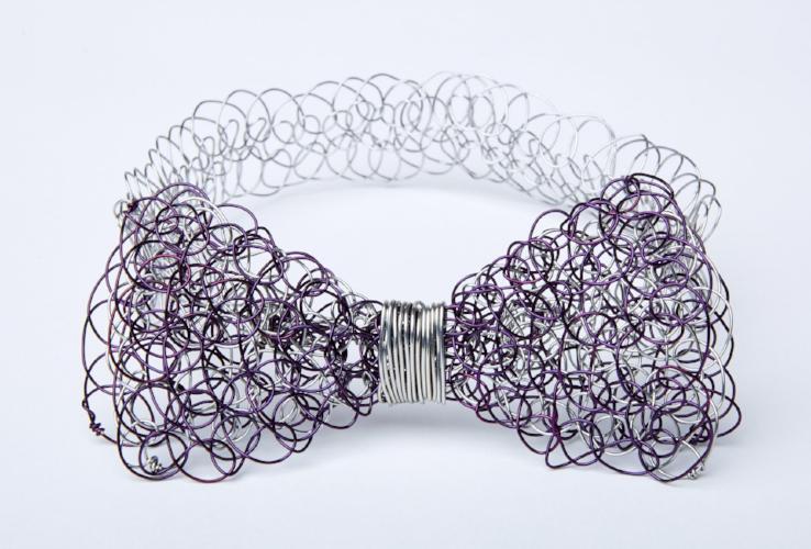 Purple and Titanium Bowtie